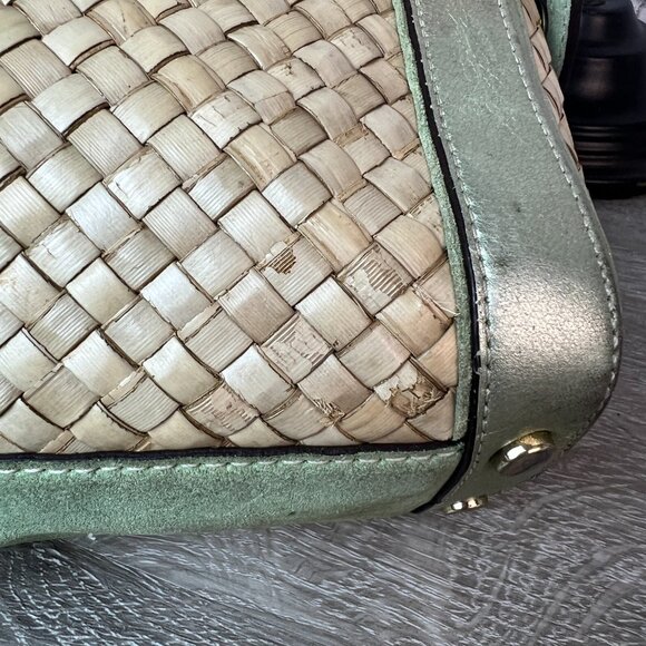 COACH 4419 STRAW BOXY TOTE METALLIC GREEN VINTAGE. - Picture 3 of 7